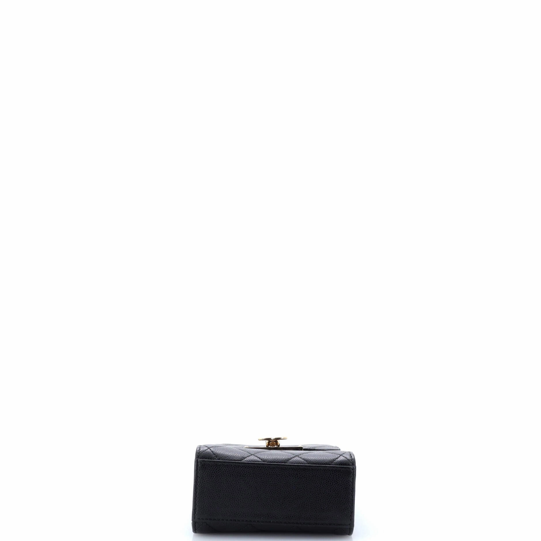 Golden Class Phone Holder Crossbody Bag Quilted Caviar