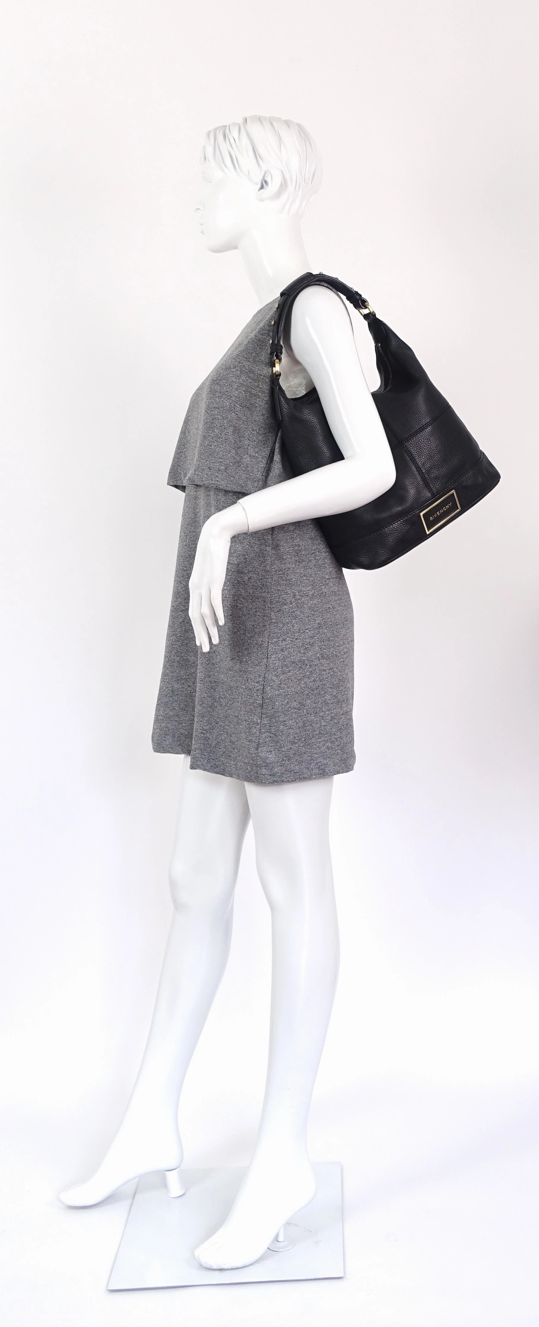 Grained Calf Leather Hobo Bag