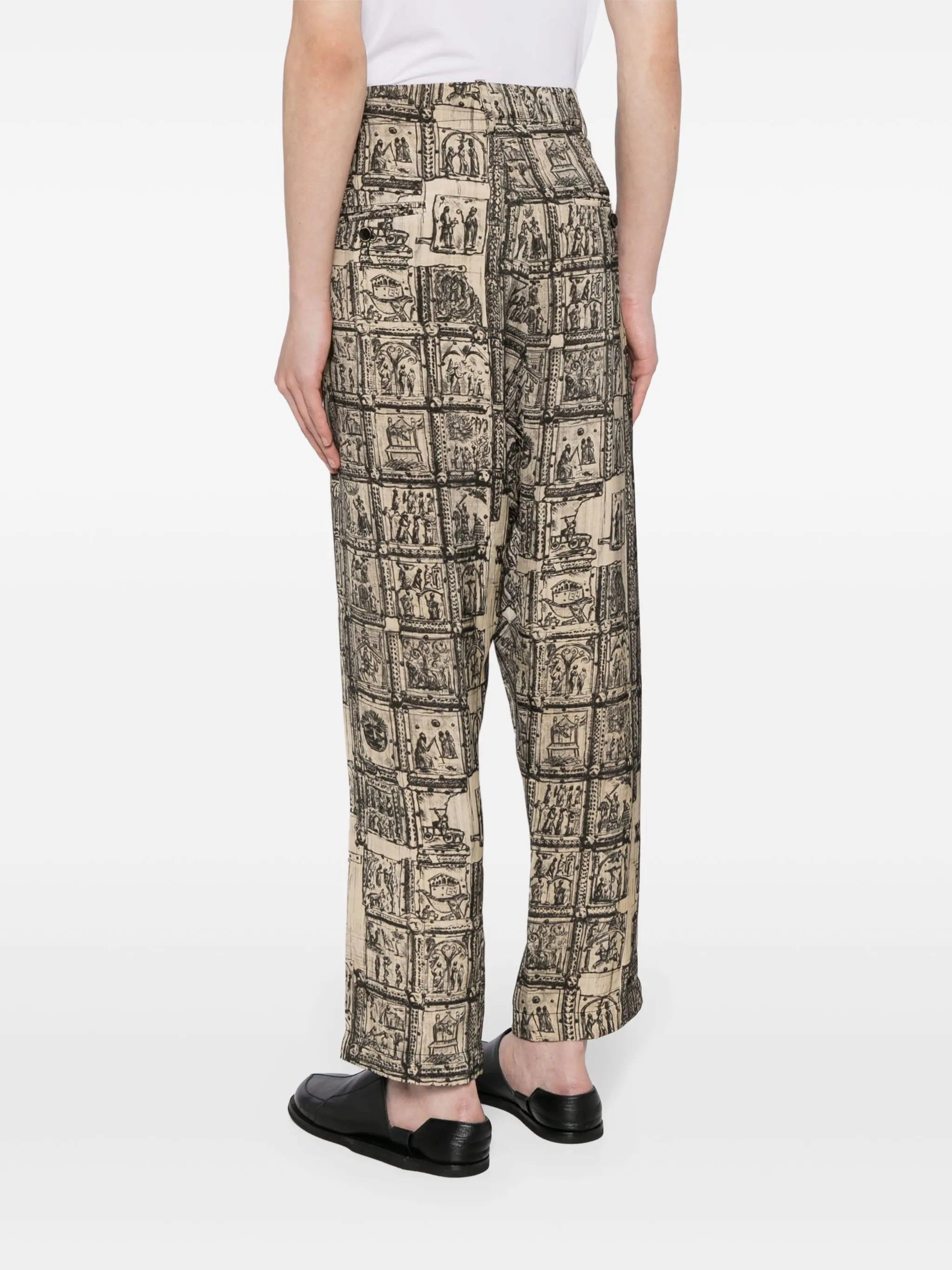 Graphic-Print Straight-Leg Trousers