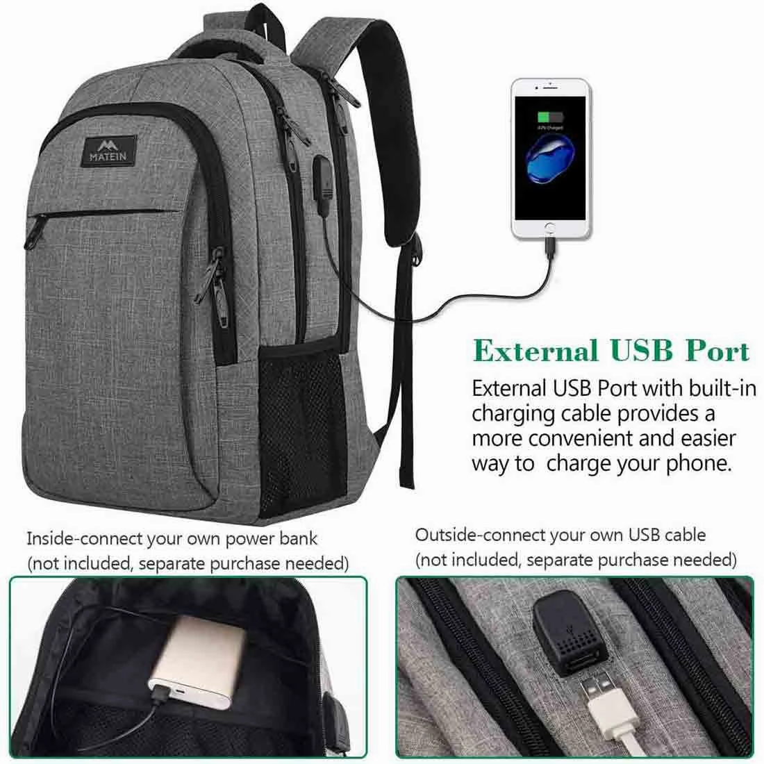 Gray Mlassic Travel Laptop Backpack