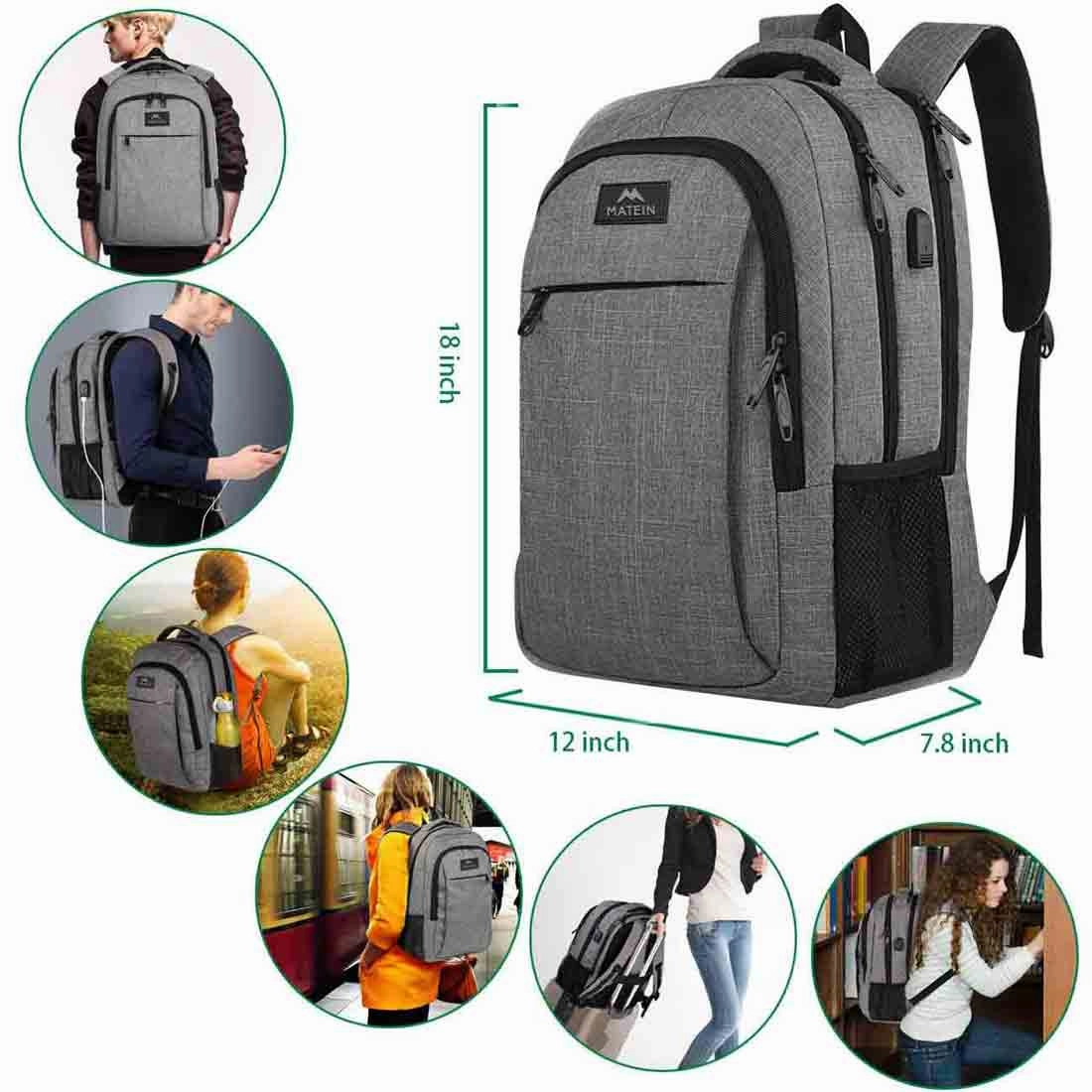 Gray Mlassic Travel Laptop Backpack