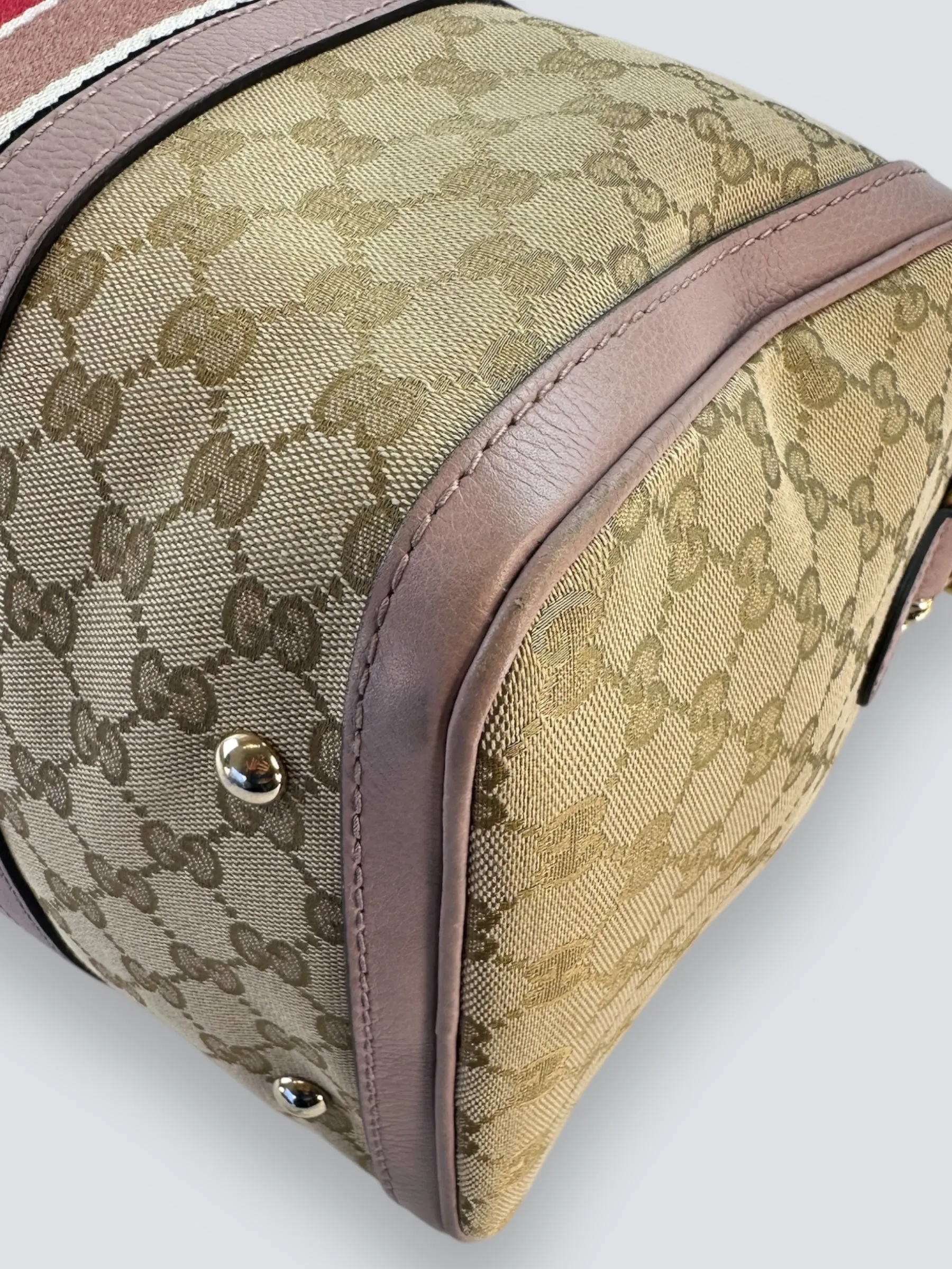 Gucci Monogram Canvas & Leather ??Boston?? Shoulder Bag