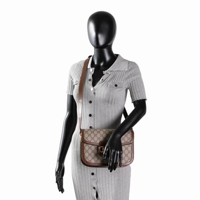 GUCCI 1955 Horsebit Medium Shoulder Bag GG Supreme- Brown