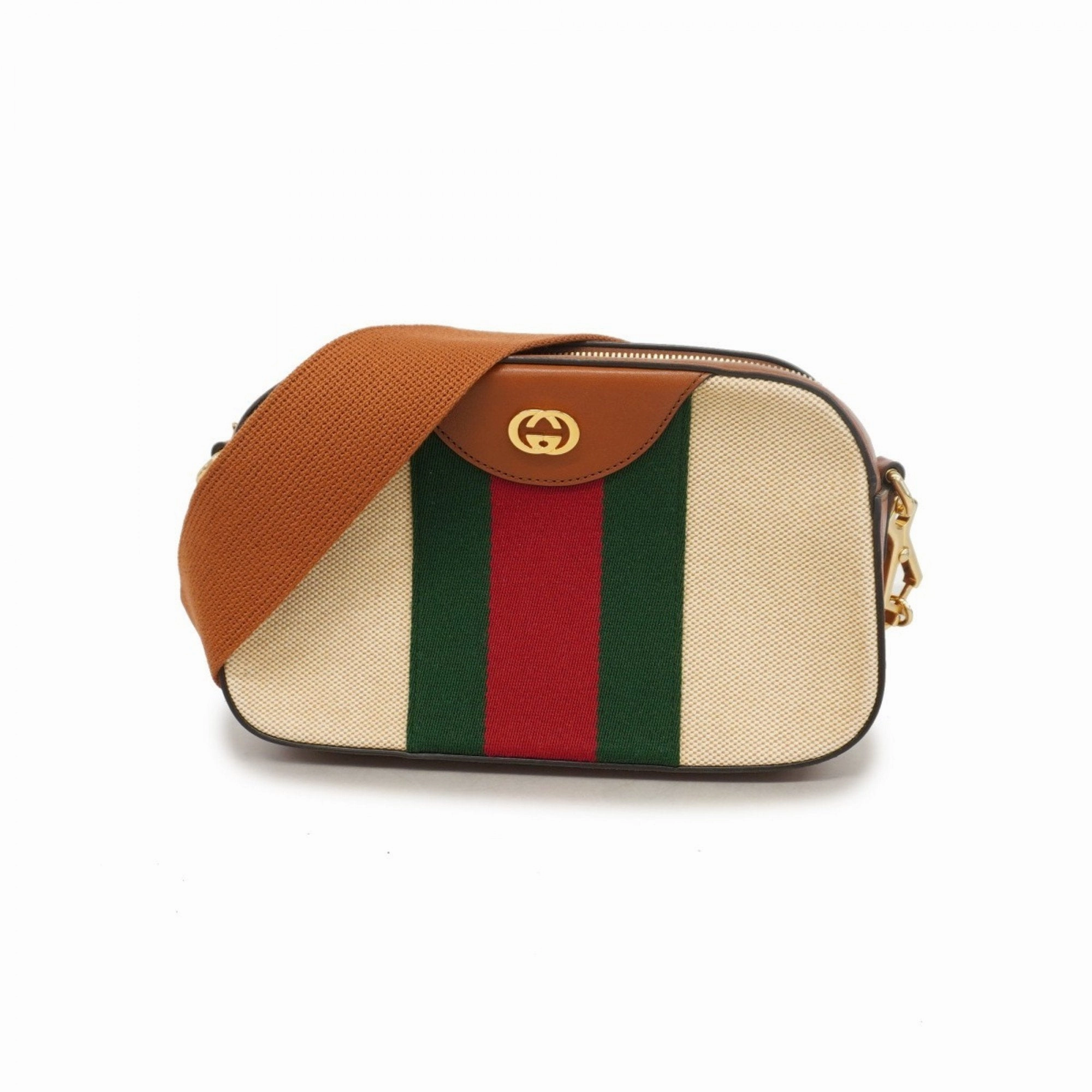 Gucci    Color Canvas Leather Shoulder Bag (Pre-Owned)