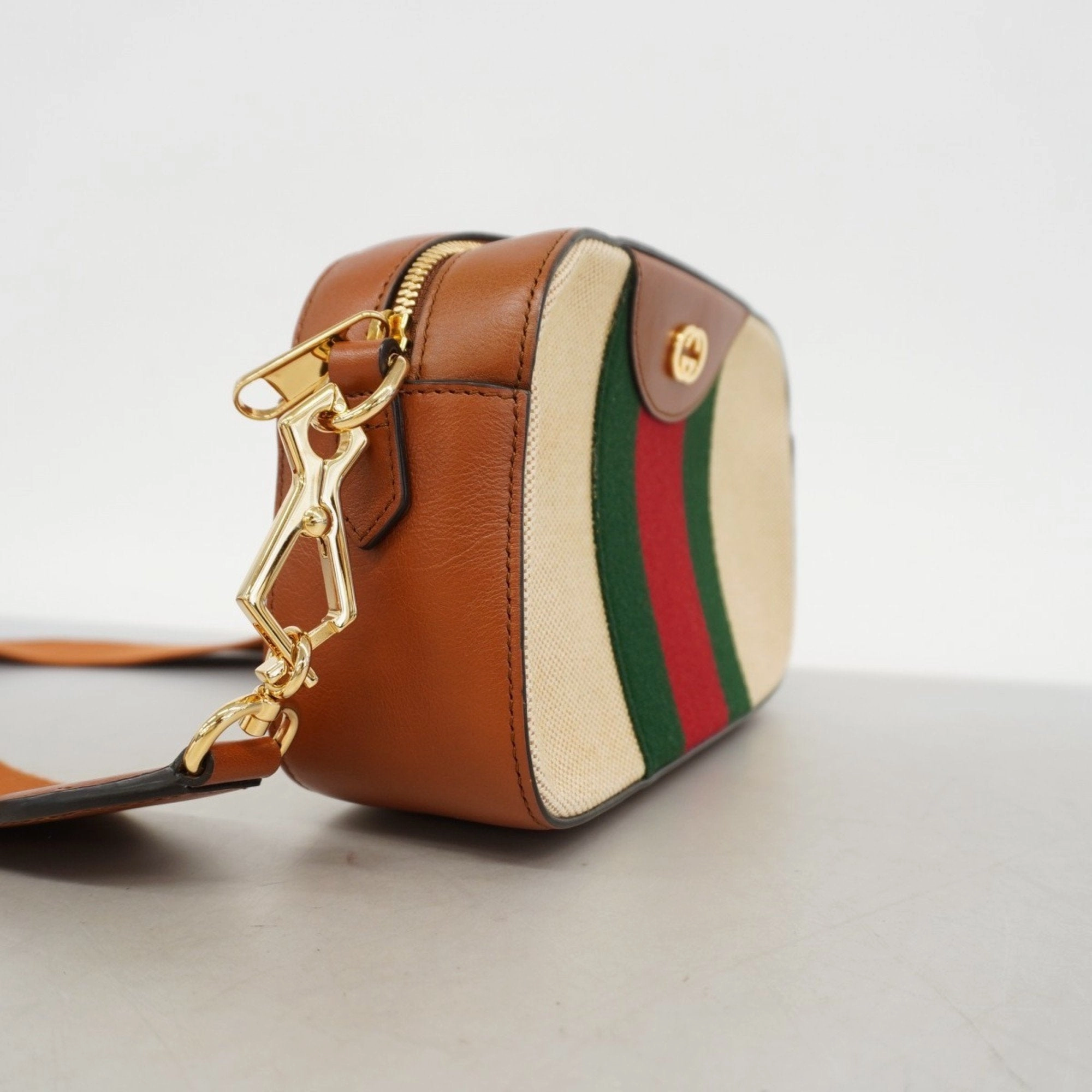 Gucci    Color Canvas Leather Shoulder Bag (Pre-Owned)