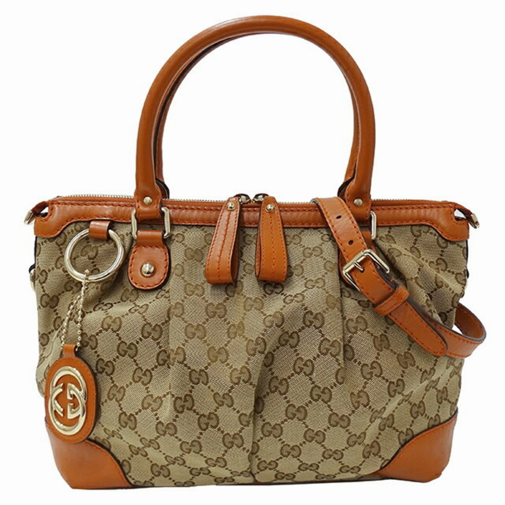 Gucci    Gg Canvas Leather Handbag Shoulder Bag (Pre-Owned)