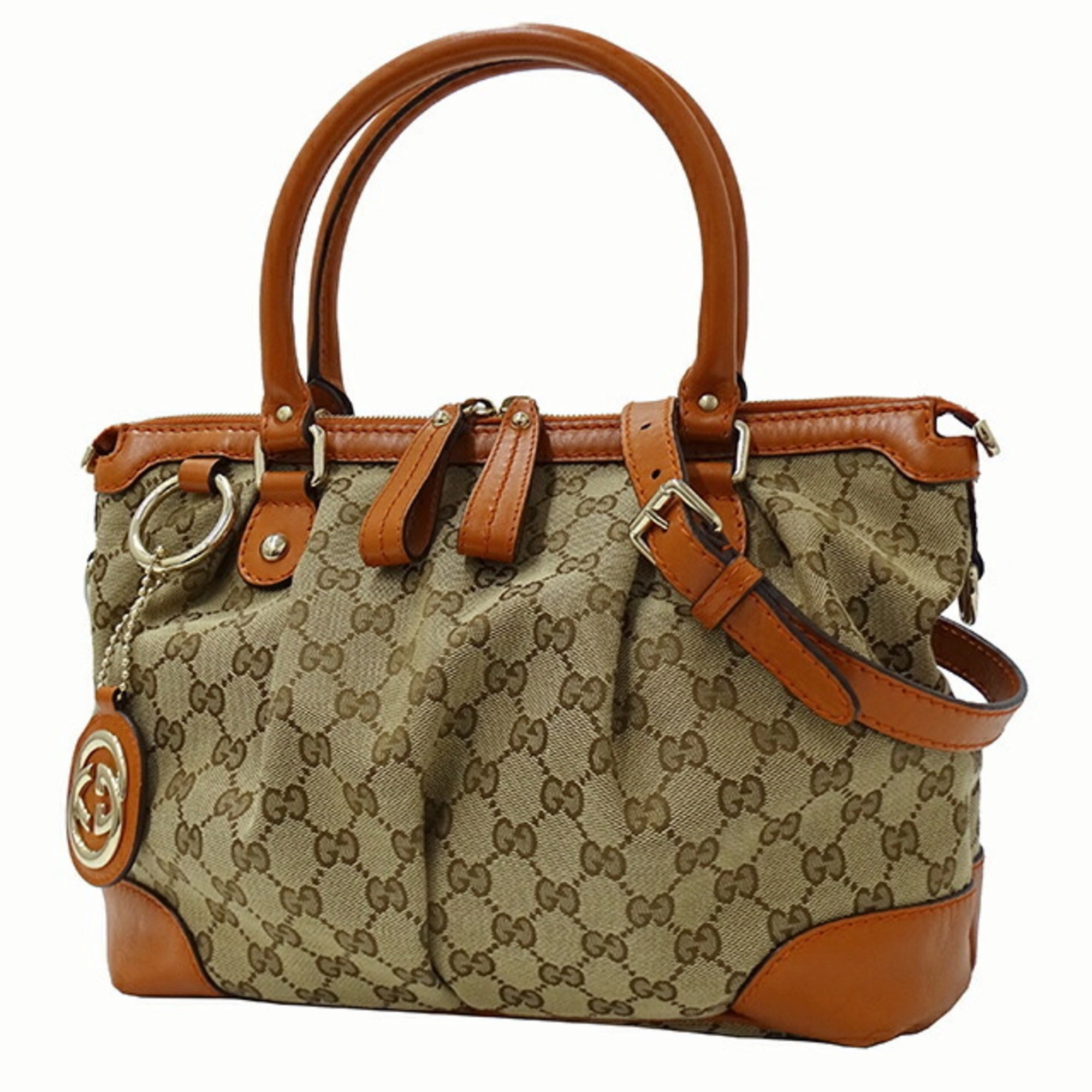 Gucci    Gg Canvas Leather Handbag Shoulder Bag (Pre-Owned)