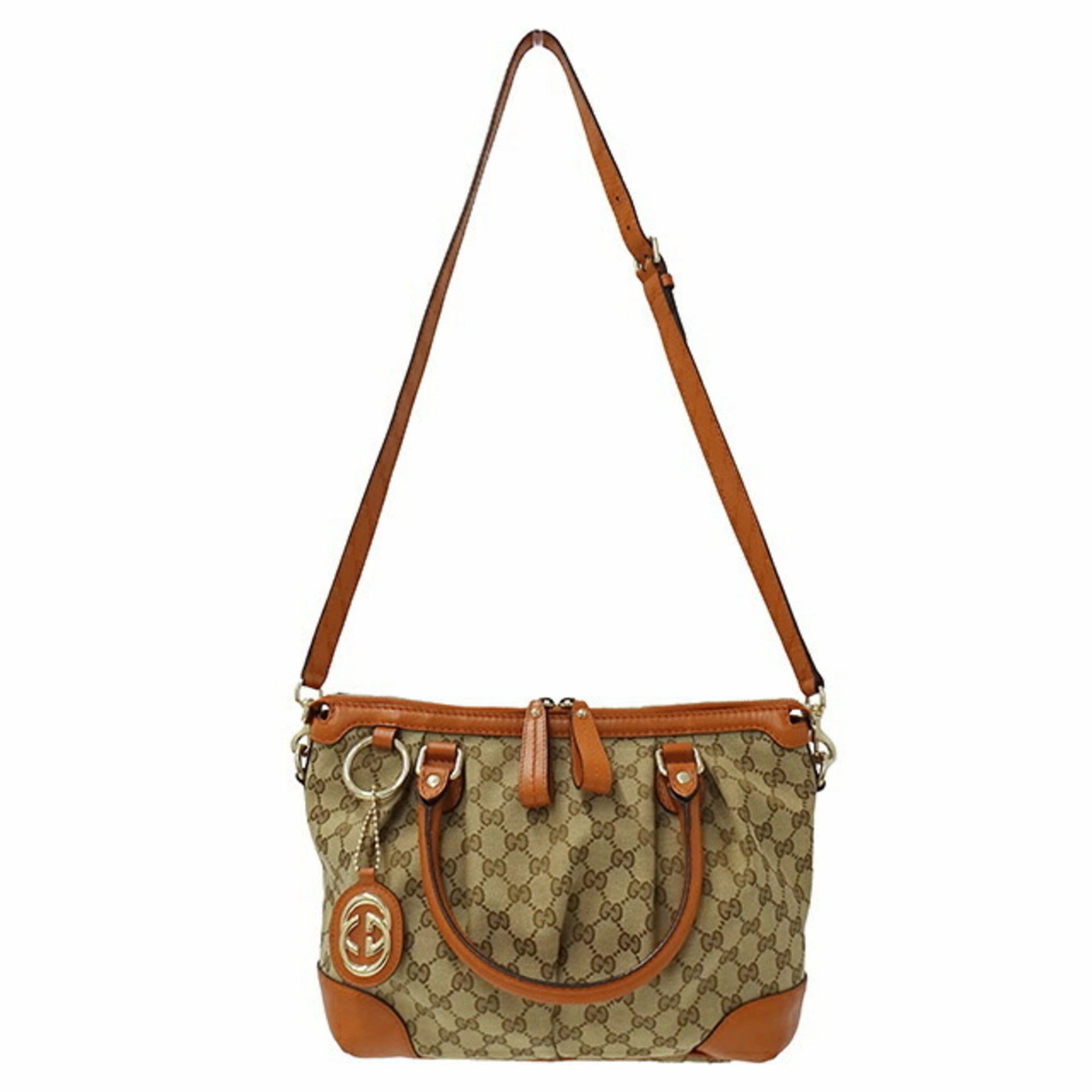 Gucci    Gg Canvas Leather Handbag Shoulder Bag (Pre-Owned)