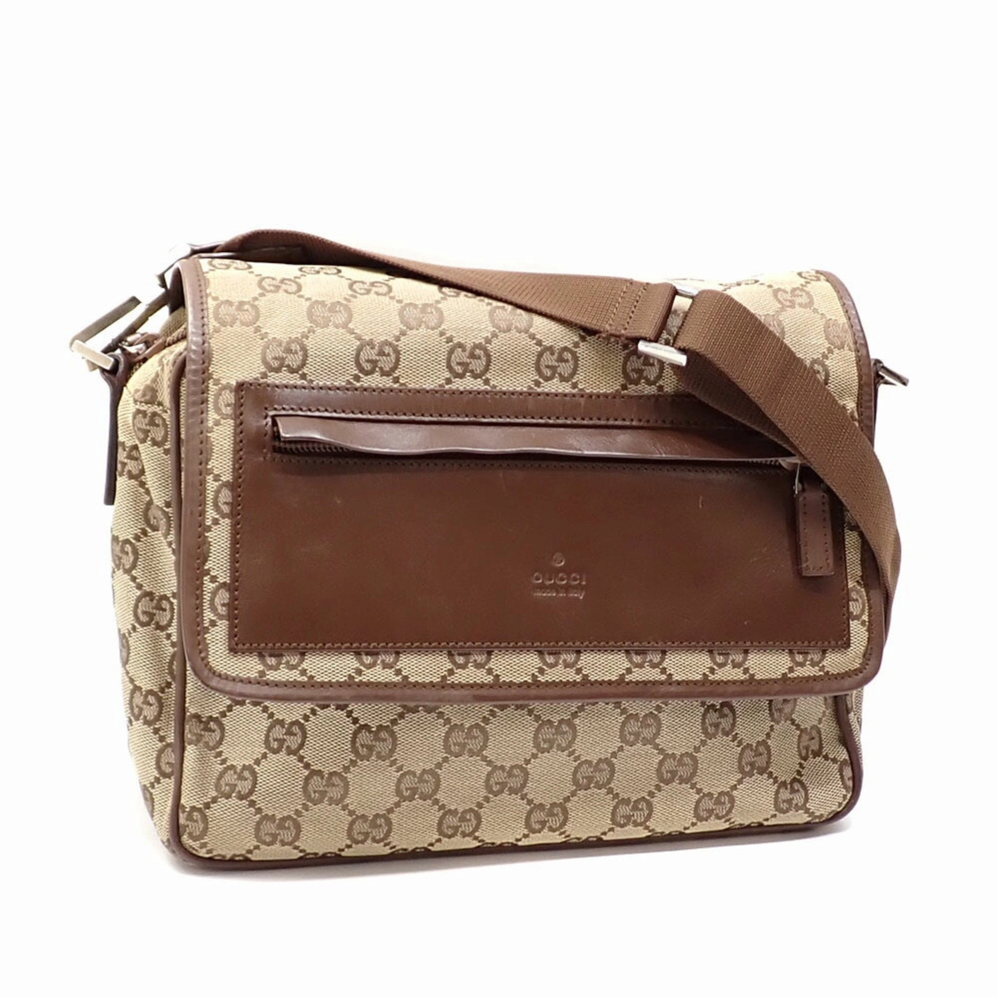 Gucci   Gg Canvas Leather Shoulder Bag (Pre-Owned)