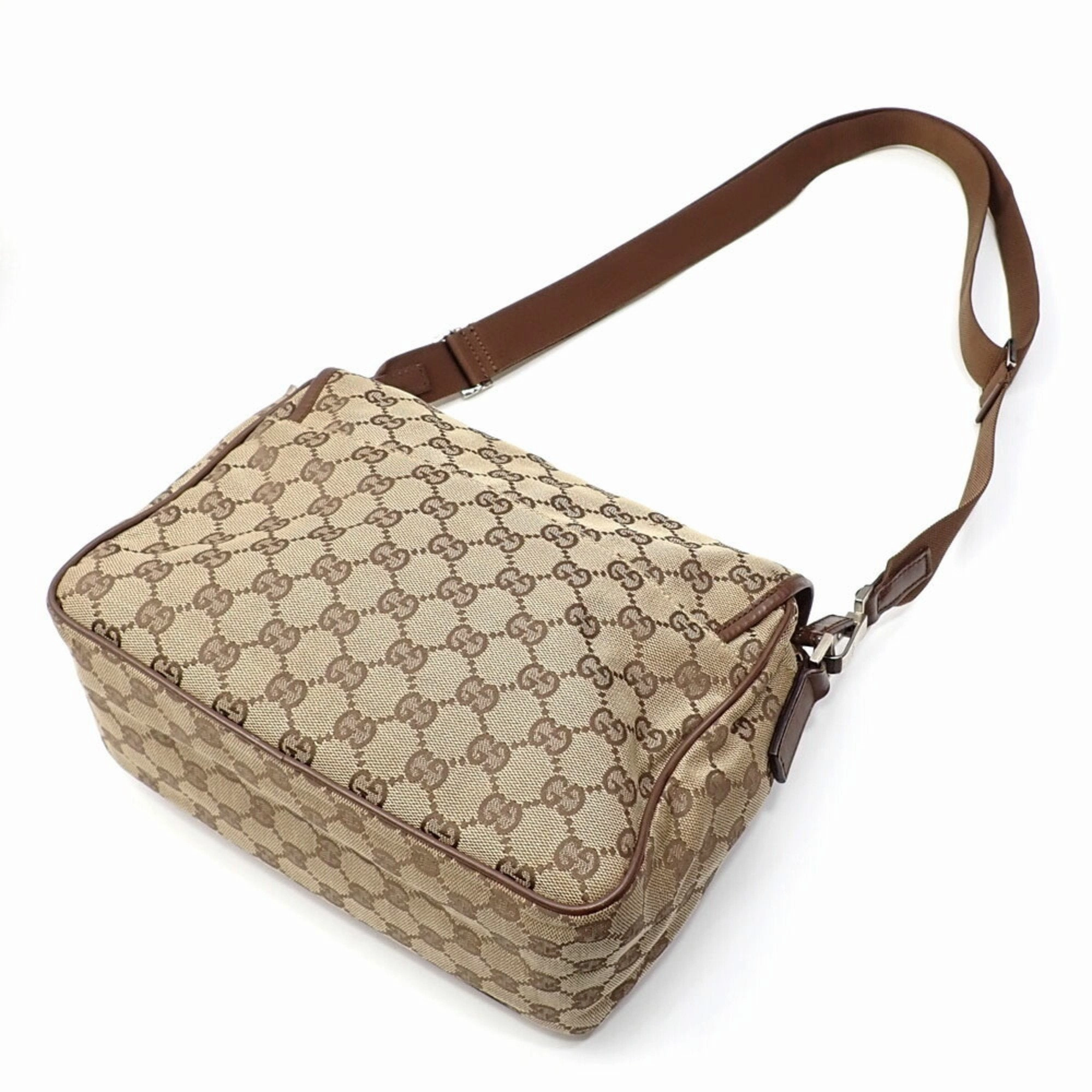Gucci   Gg Canvas Leather Shoulder Bag (Pre-Owned)