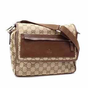 Gucci   Gg Canvas Leather Shoulder Bag (Pre-Owned)