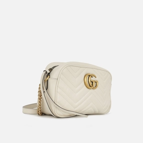 Gucci - GG Marmont Shoulder Bag - White Smooth Calfskin GHW - Pre-Loved