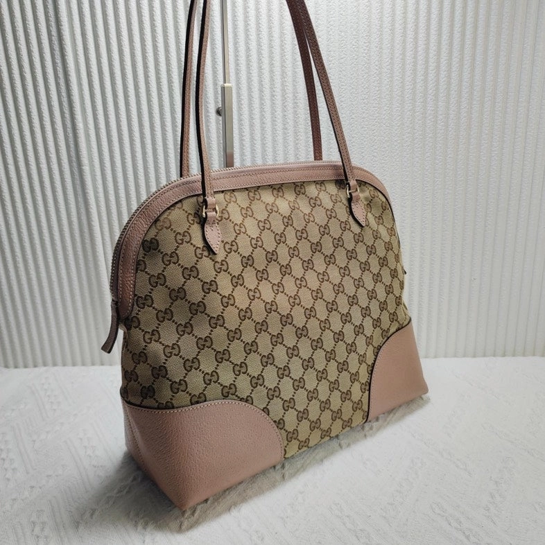 Gucci Abbey Beige Canvas Leather Shoulder Bag