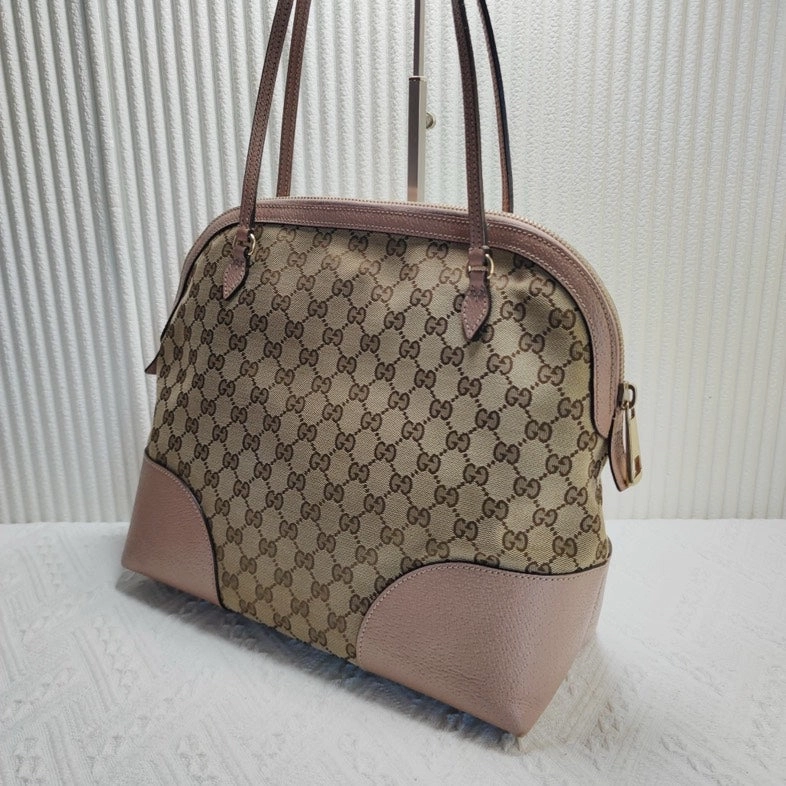 Gucci Abbey Beige Canvas Leather Shoulder Bag