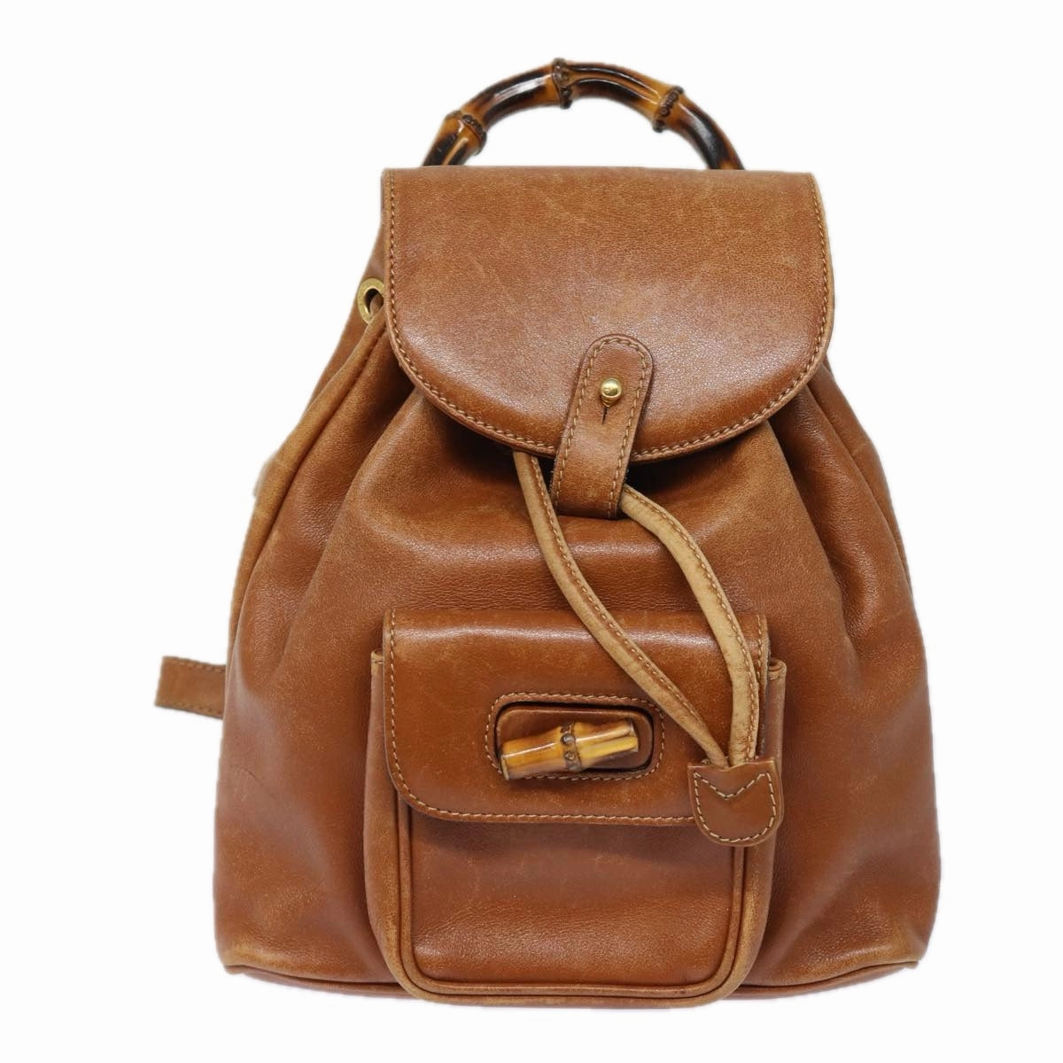 GUCCI Bamboo Backpack Leather Brown 003 1705 0030  80071