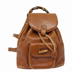 GUCCI Bamboo Backpack Leather Brown 003 1705 0030  80071