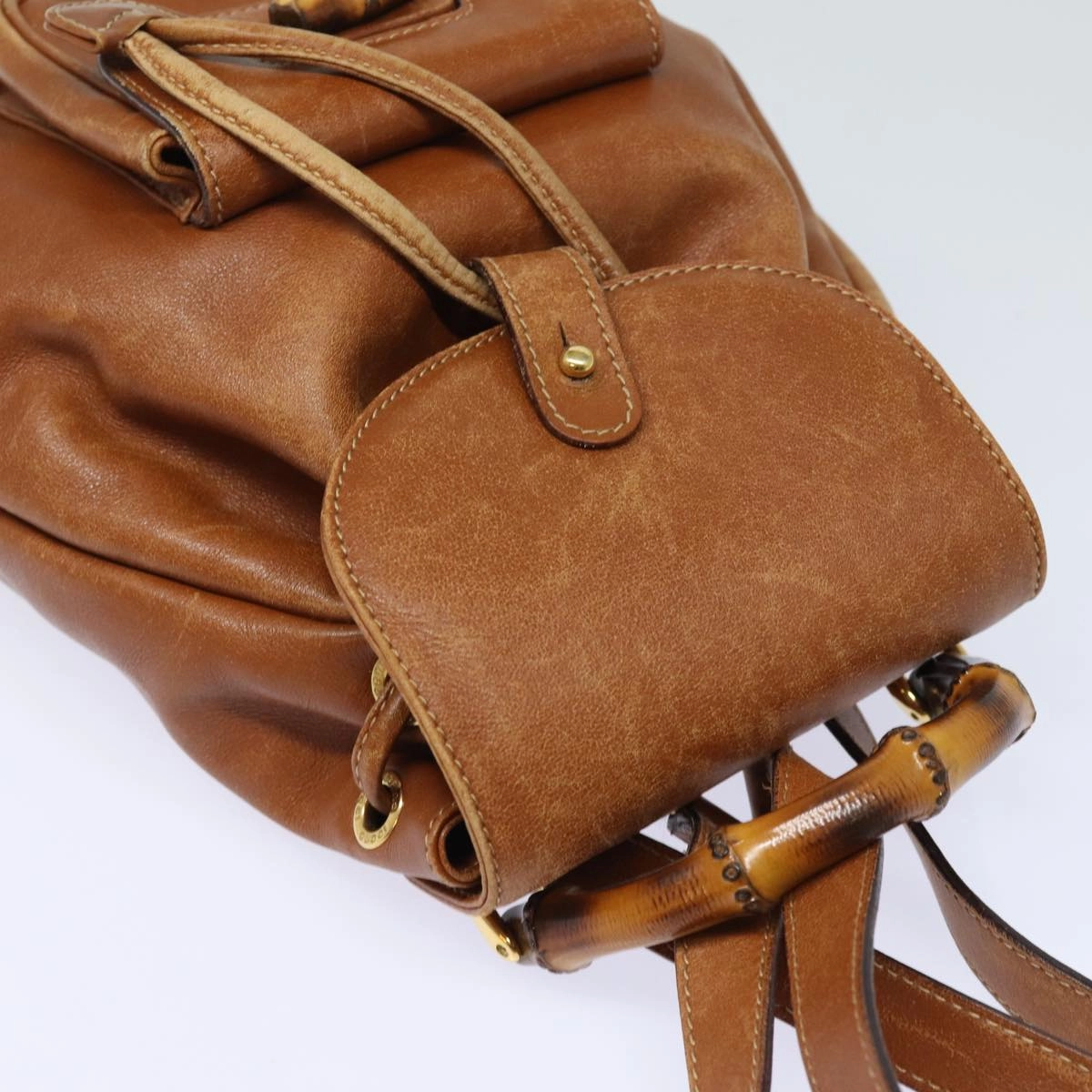 GUCCI Bamboo Backpack Leather Brown 003 1705 0030  80071