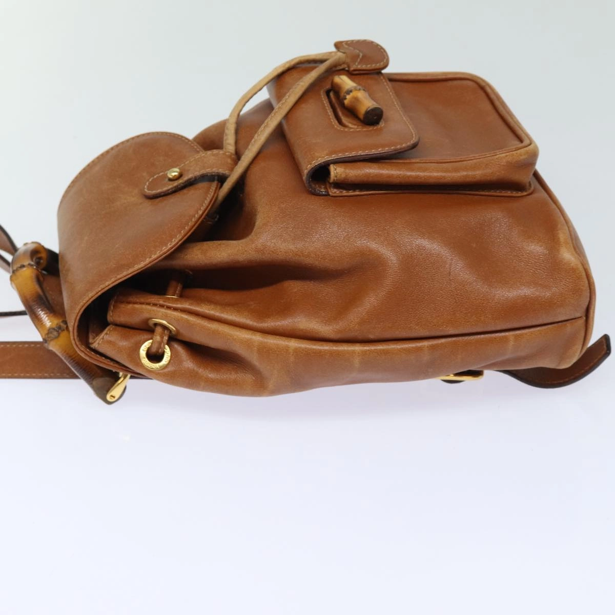 GUCCI Bamboo Backpack Leather Brown 003 1705 0030  80071
