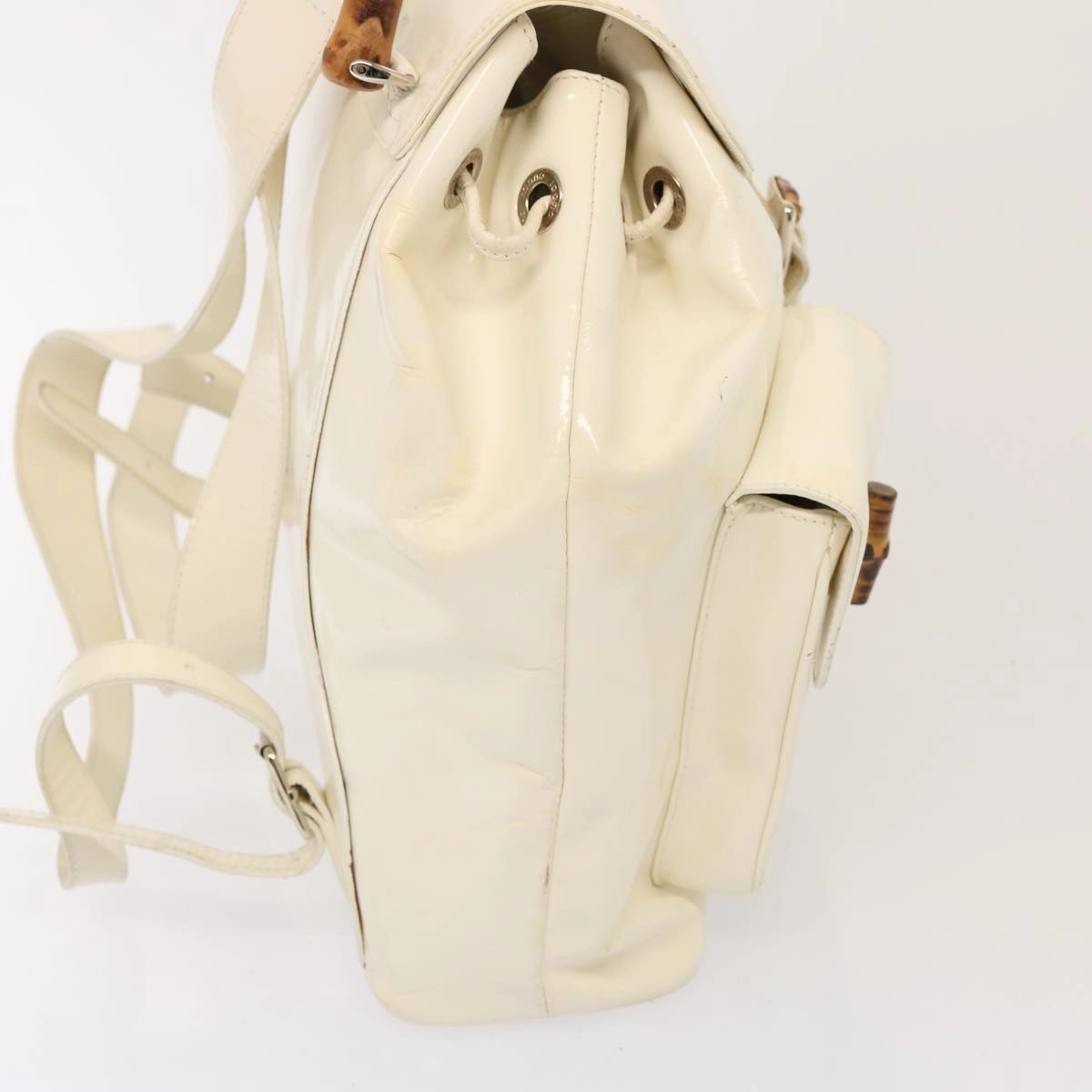 GUCCI Bamboo Backpack Patent leather White 003 2058 0016 5  75834