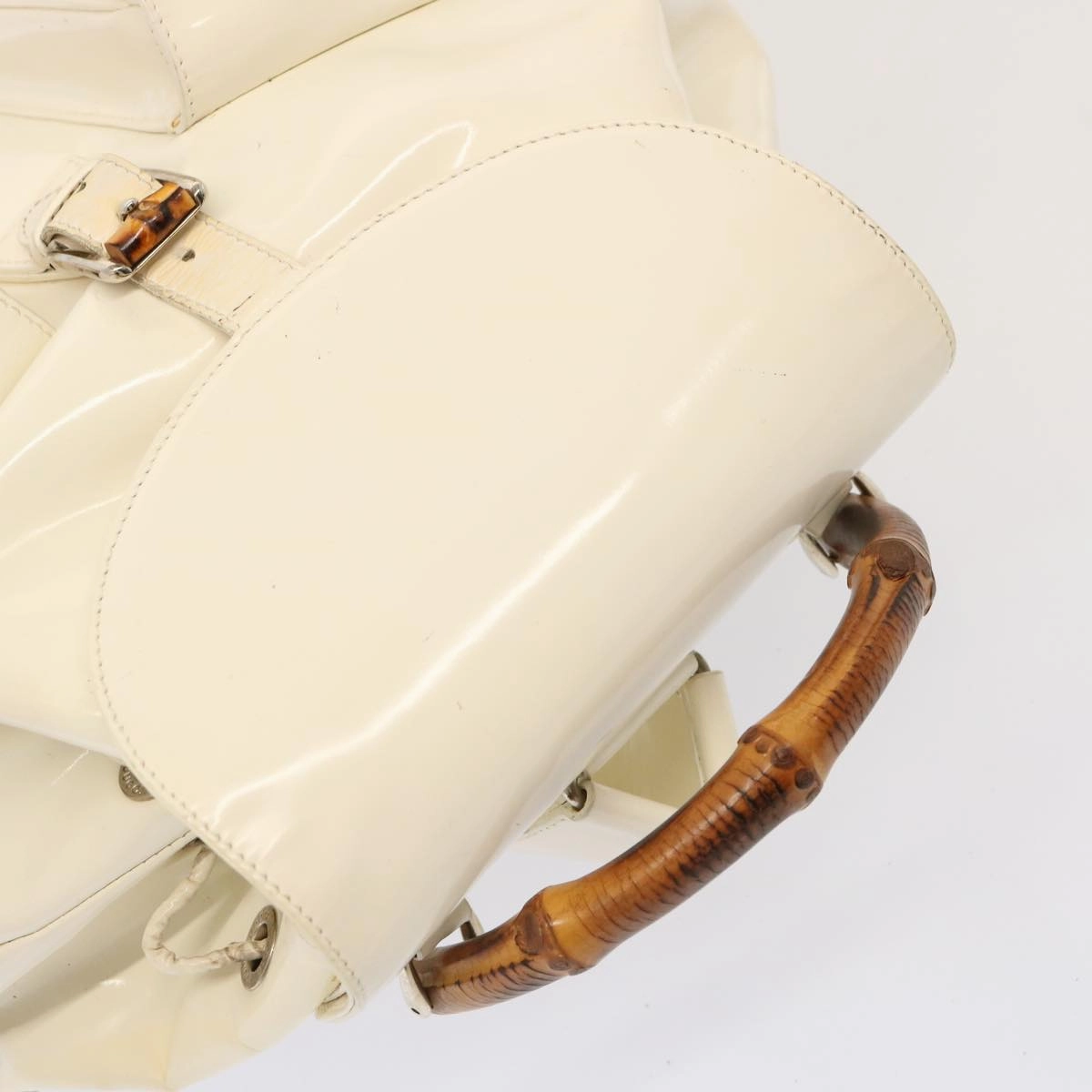 GUCCI Bamboo Backpack Patent leather White 003 2058 0016 5  75834