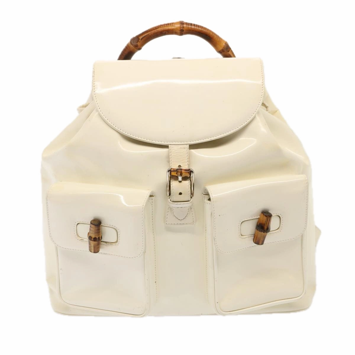 GUCCI Bamboo Backpack Patent leather White 003 2058 0016 5  75834