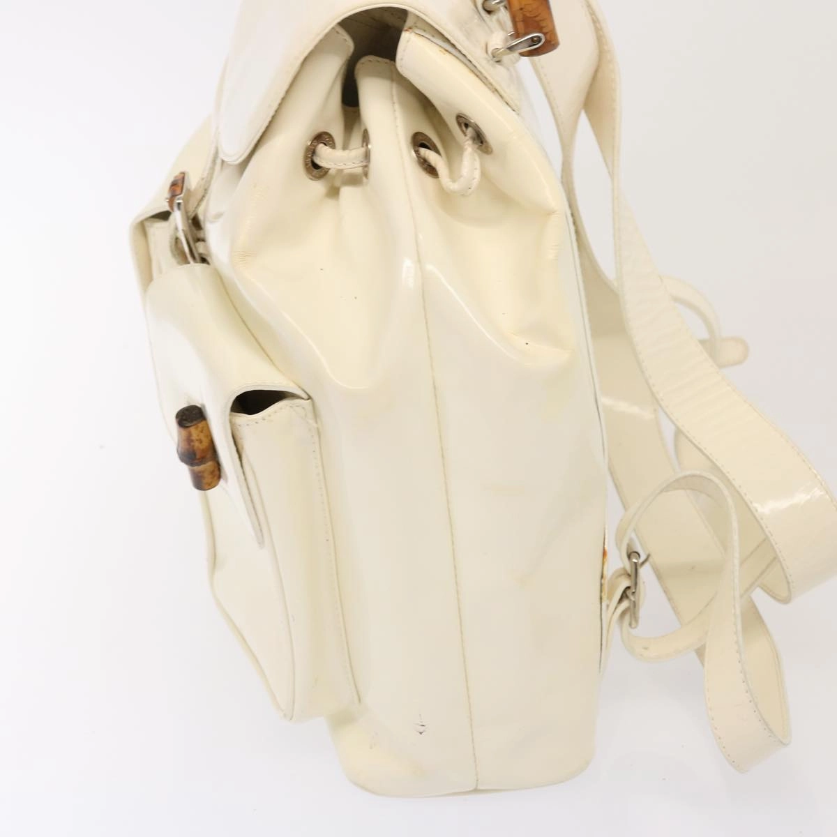 GUCCI Bamboo Backpack Patent leather White 003 2058 0016 5  75834