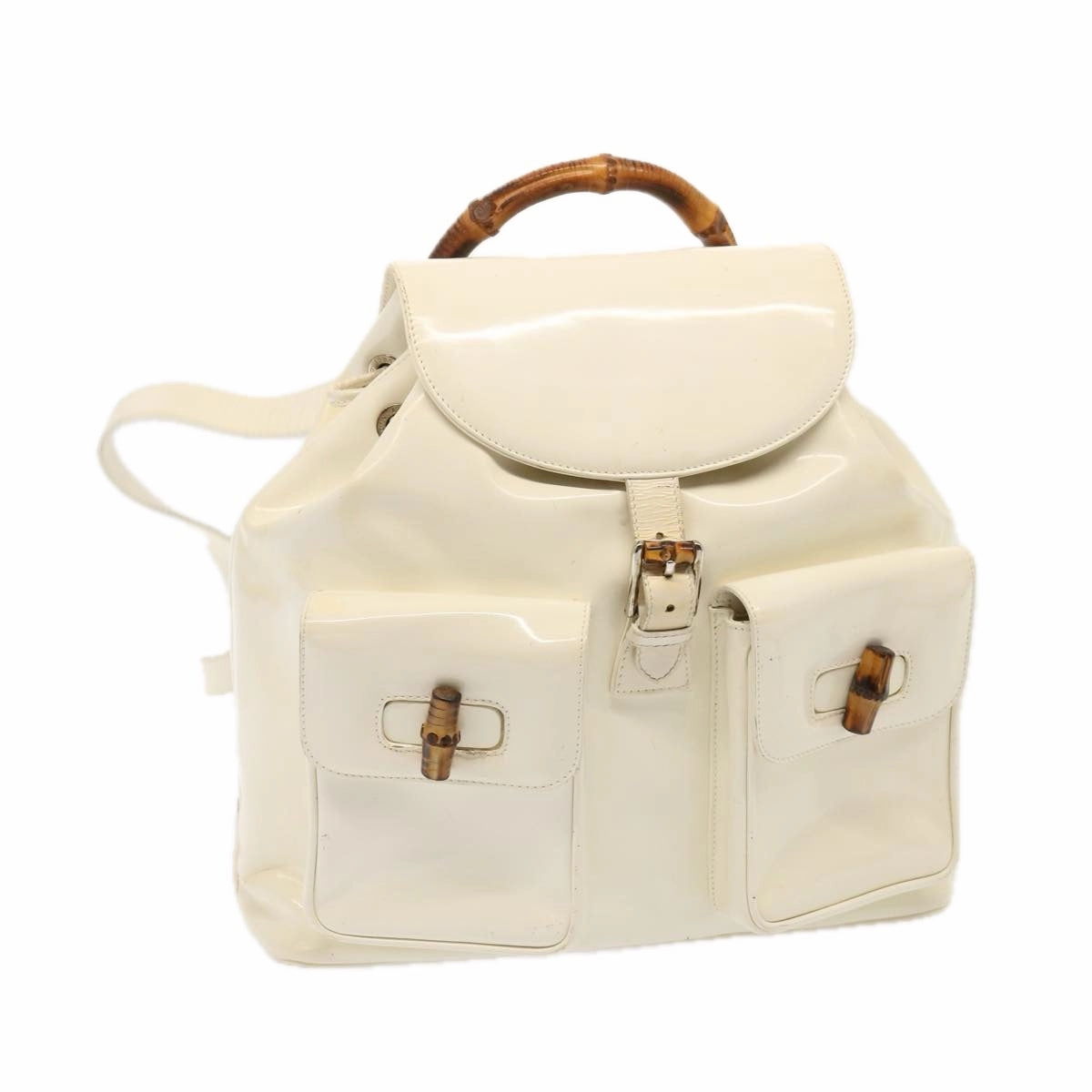 GUCCI Bamboo Backpack Patent leather White 003 2058 0016 5  75834