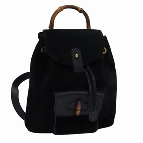 GUCCI Bamboo Backpack Suede Black 003 1956 0030  13819