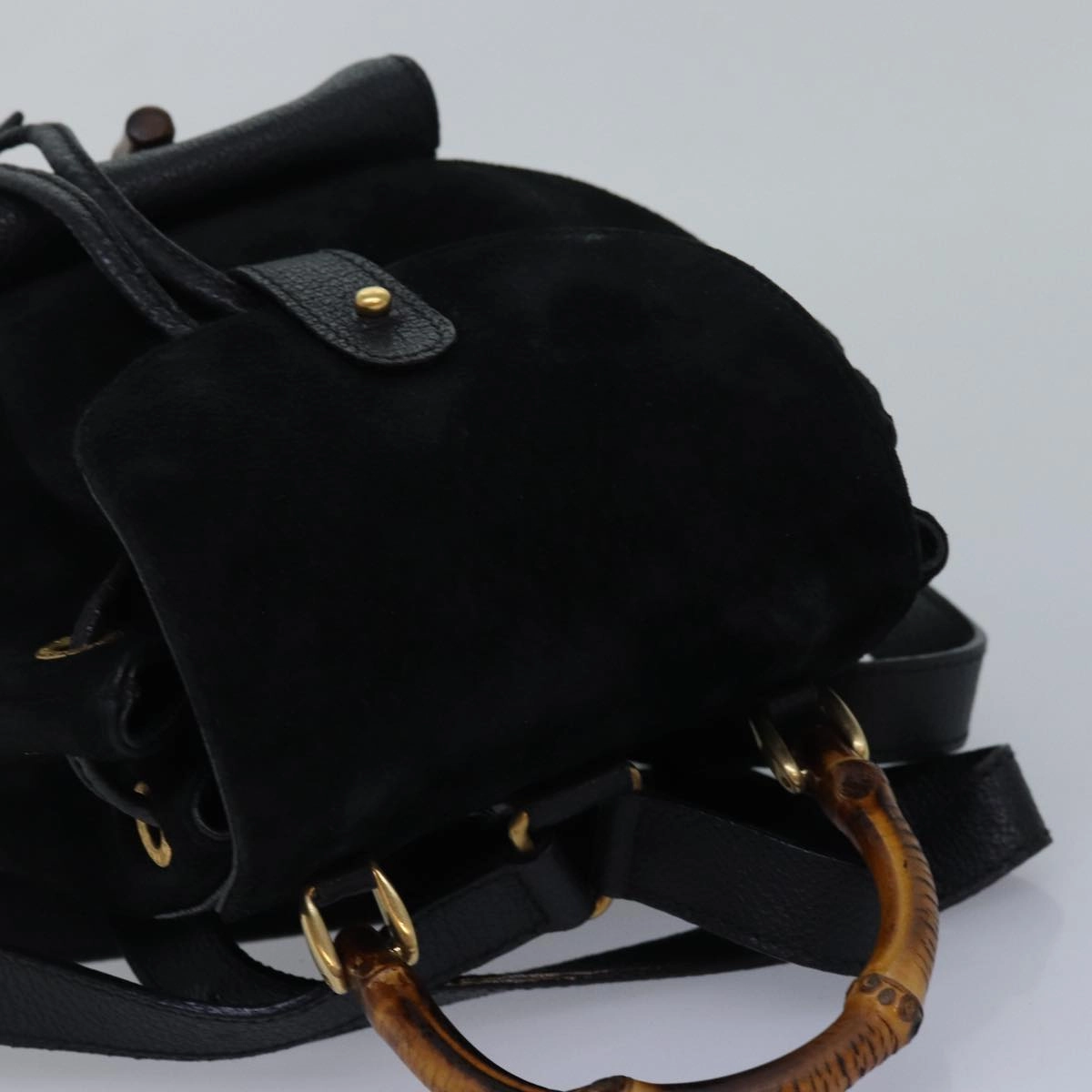 GUCCI Bamboo Backpack Suede Black 003 1956 0030  13819