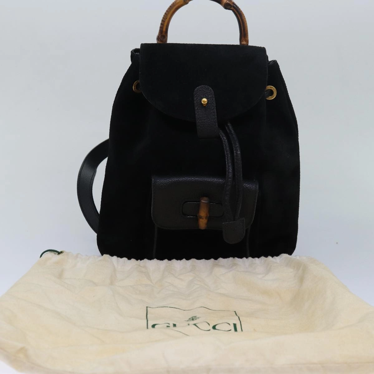 GUCCI Bamboo Backpack Suede Black 003 1956 0030  13819