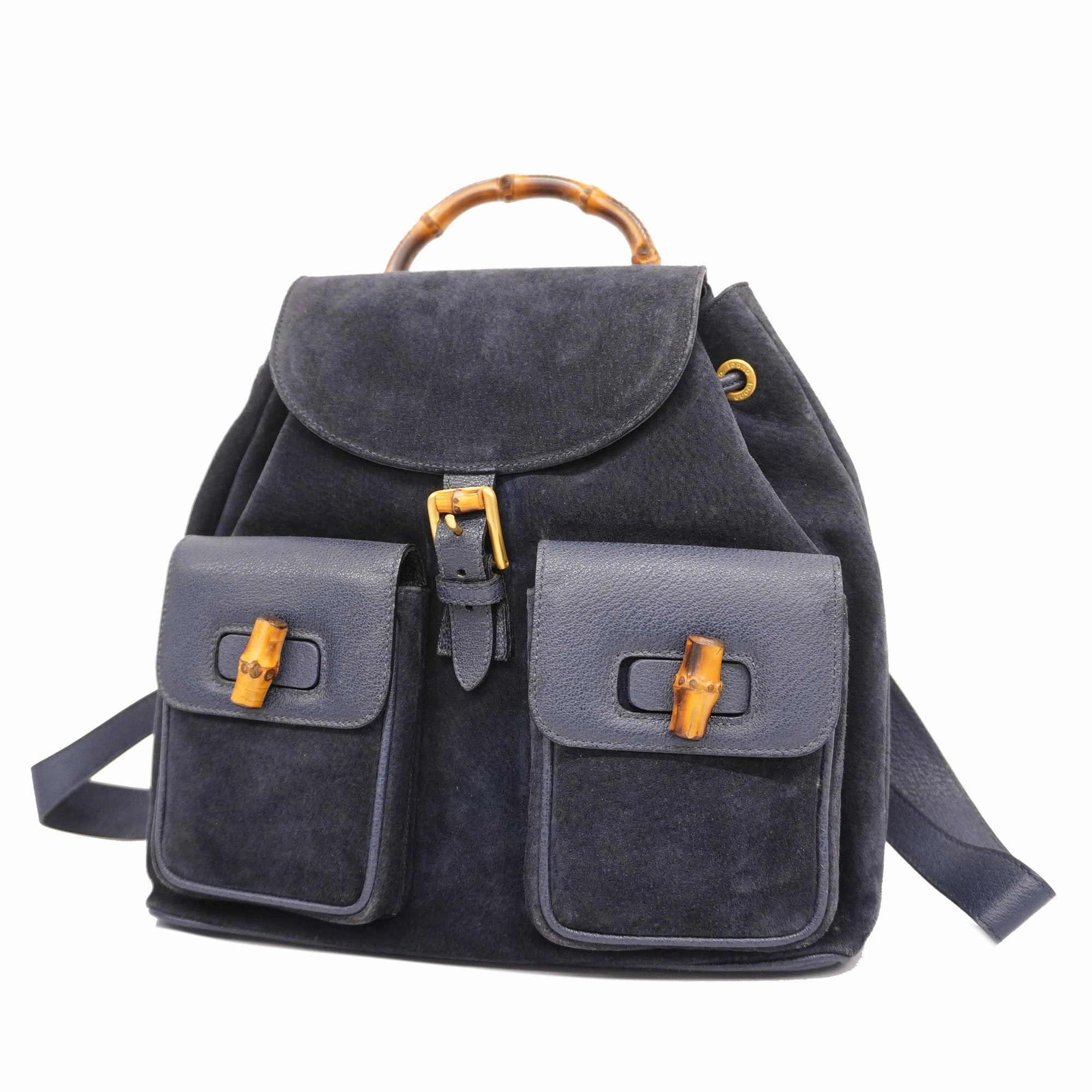 Gucci  Bamboo Rucksack 003 2058 0016 Women's Leather,Suede Backpack Navy