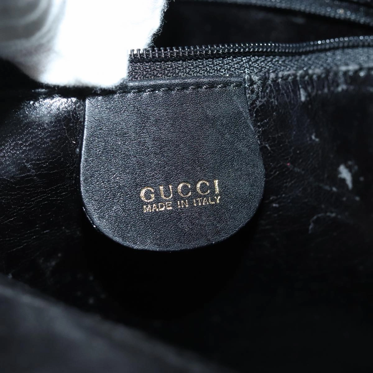 GUCCI Bamboo Shoulder Bag Leather 2way Black 001 1705 1638  th5024