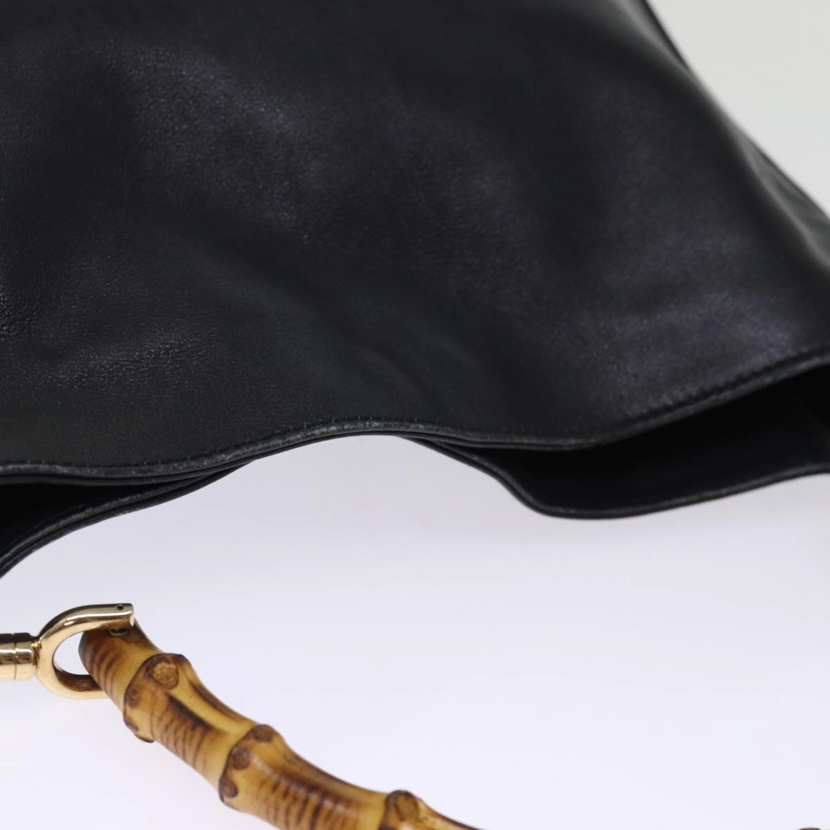 GUCCI Bamboo Shoulder Bag Leather 2way Black 001 1705 1638  th5024