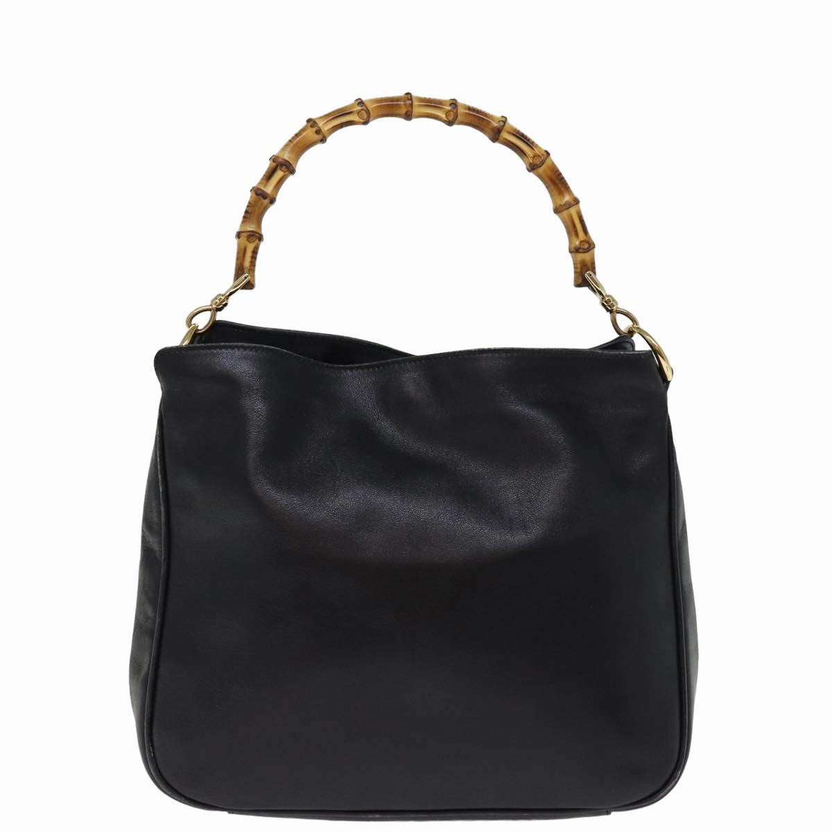 GUCCI Bamboo Shoulder Bag Leather 2way Black 001 1705 1638  th5024