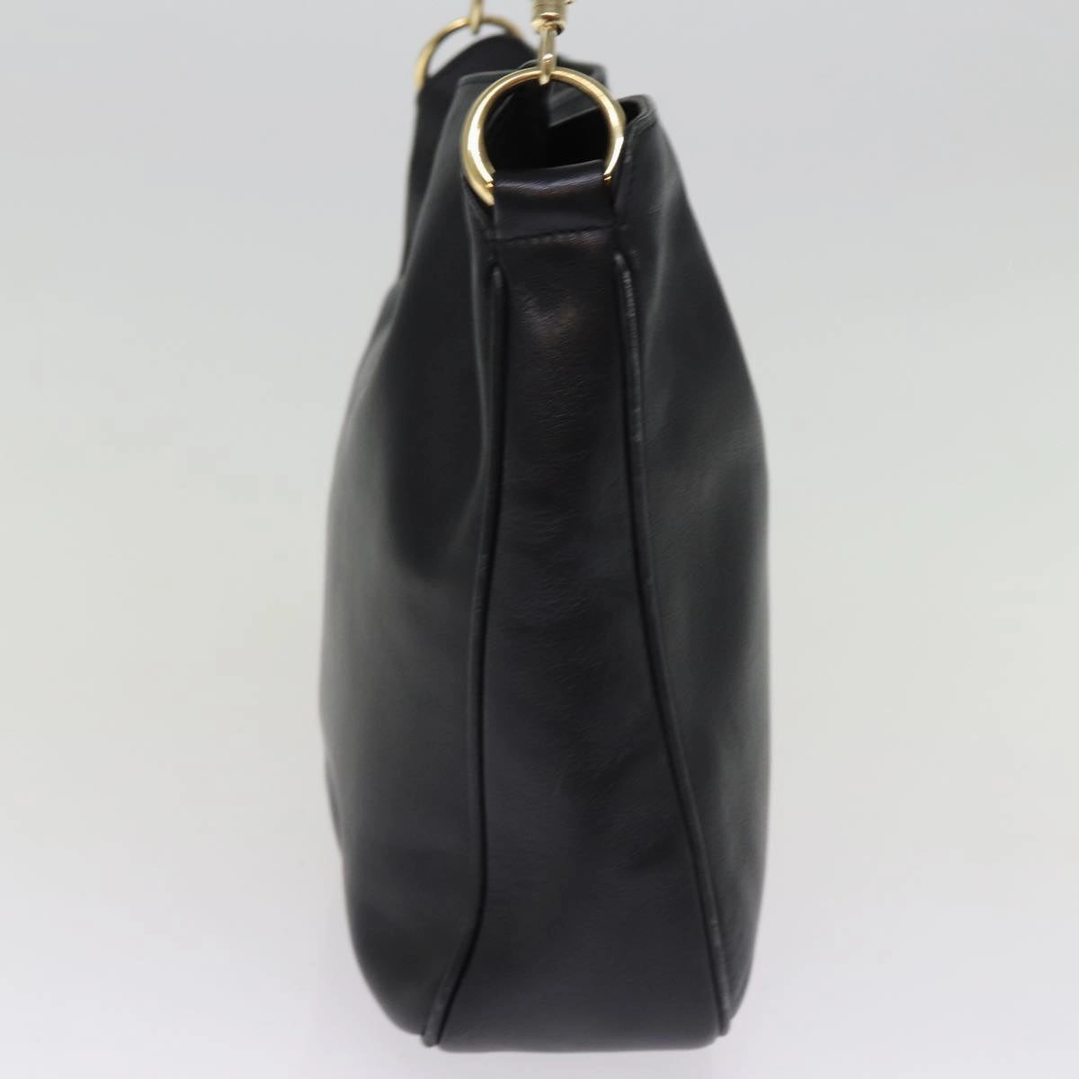 GUCCI Bamboo Shoulder Bag Leather 2way Black 001 1705 1638  th5024