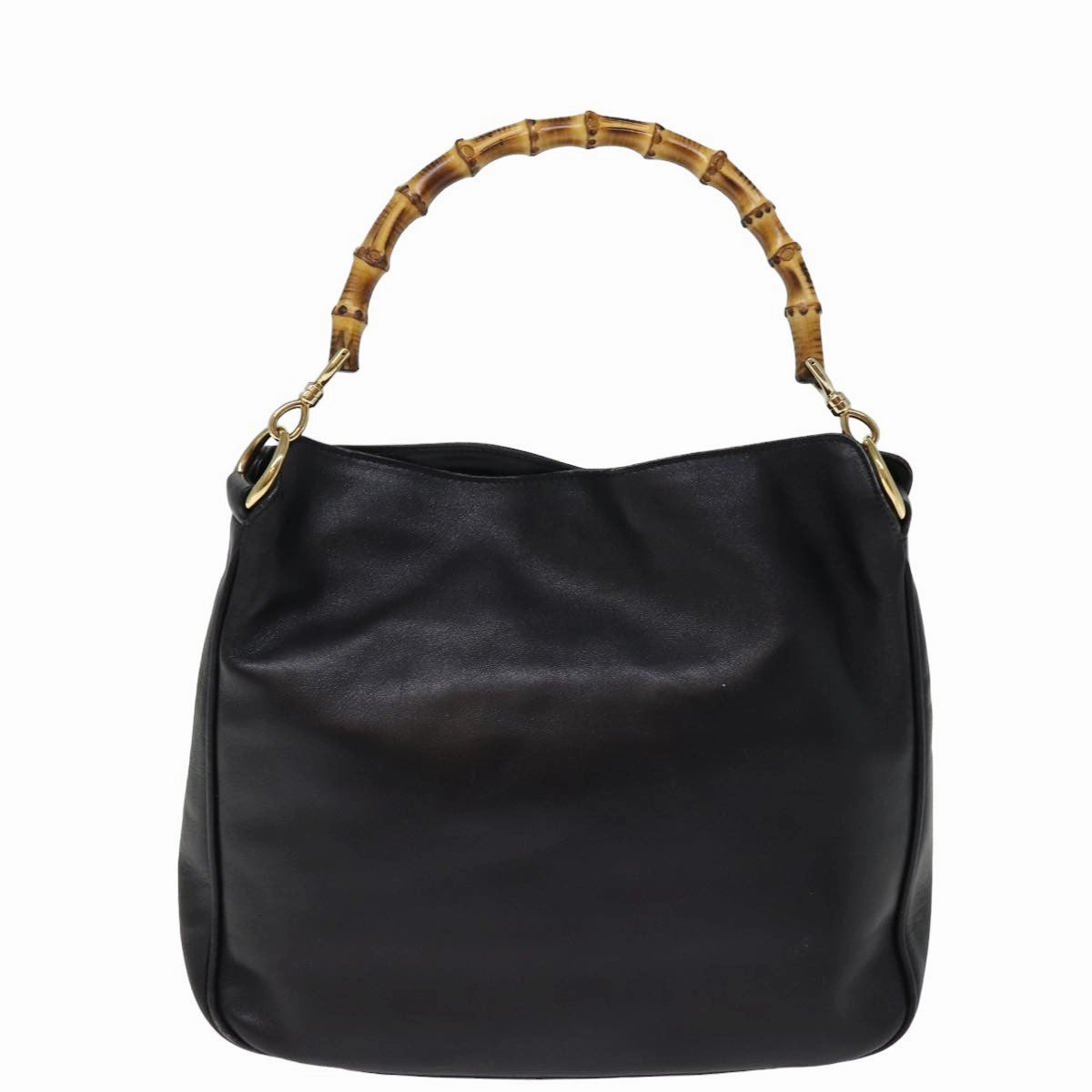 GUCCI Bamboo Shoulder Bag Leather 2way Black 001 1705 1638  th5024