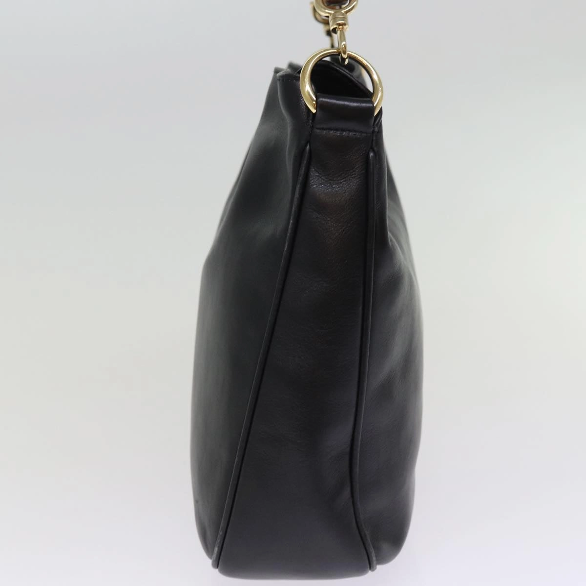 GUCCI Bamboo Shoulder Bag Leather 2way Black 001 1705 1638  th5024