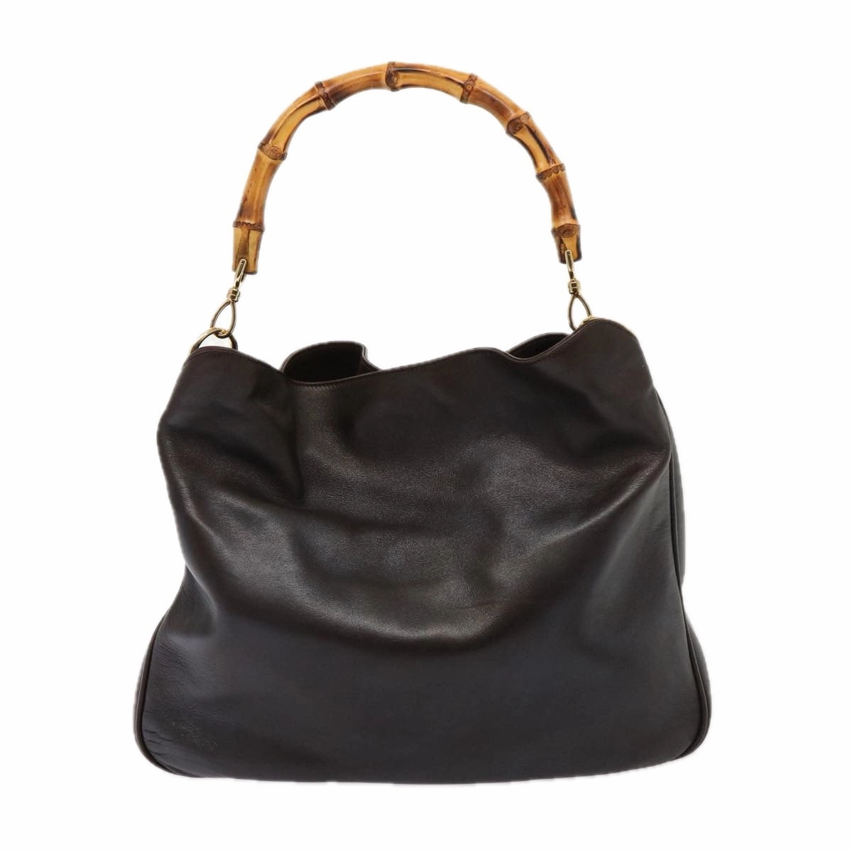 GUCCI Bamboo Shoulder Bag Leather 2way Brown 001 1677 002058  75959