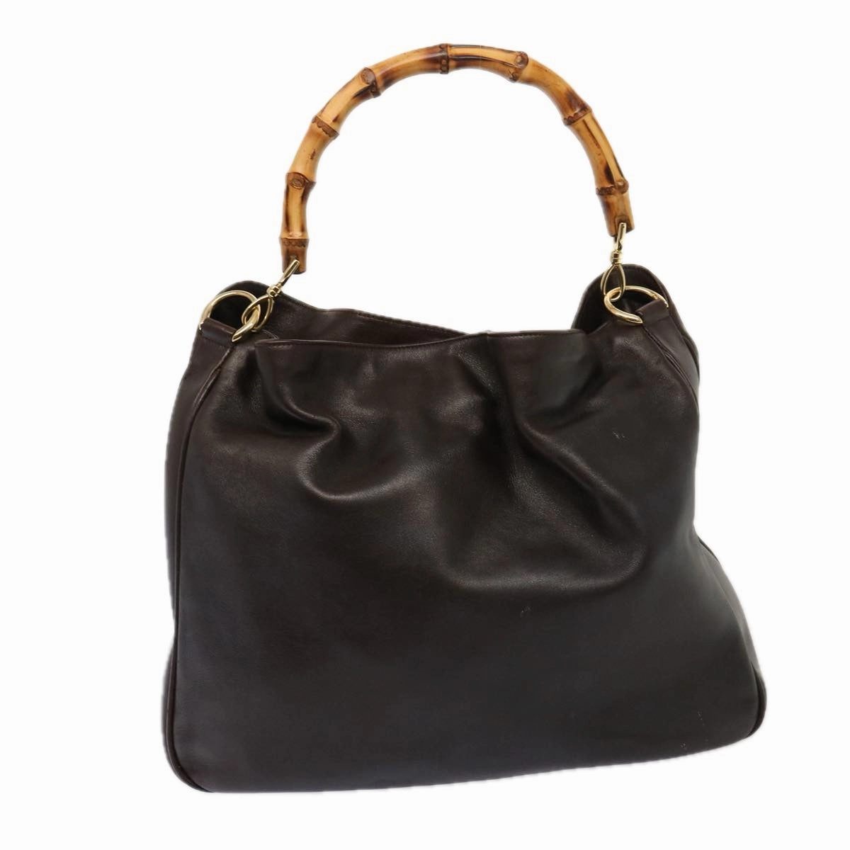 GUCCI Bamboo Shoulder Bag Leather 2way Brown 001 1677 002058  75959