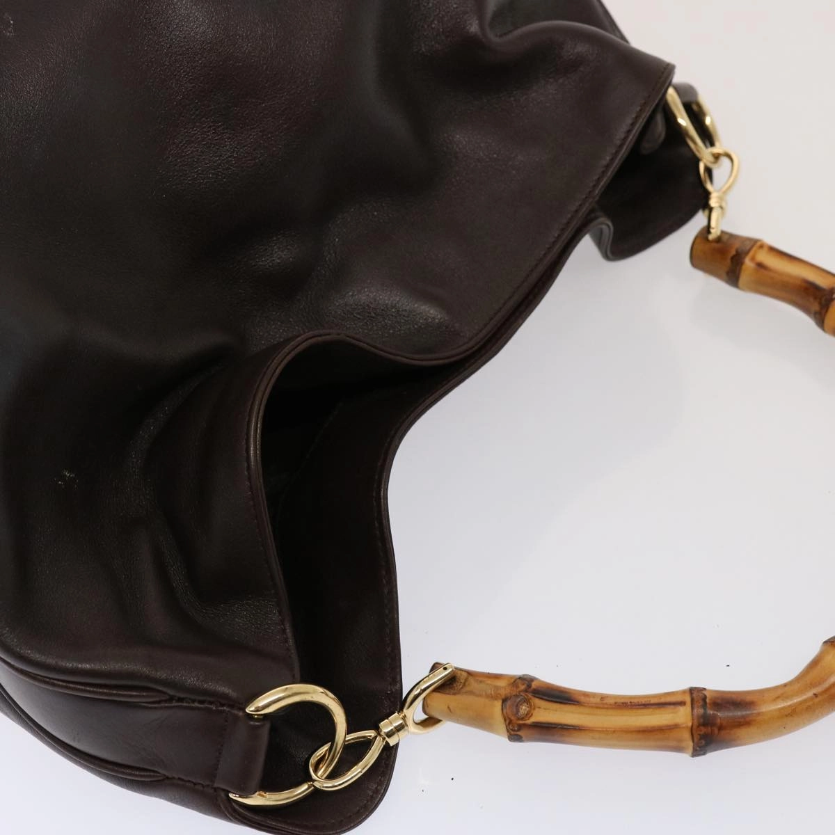 GUCCI Bamboo Shoulder Bag Leather 2way Brown 001 1677 002058  75959
