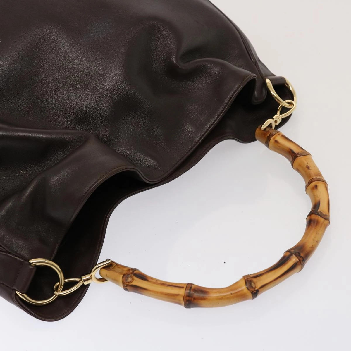 GUCCI Bamboo Shoulder Bag Leather 2way Brown 001 1677 002058  75959