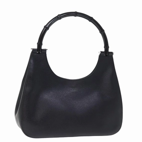 GUCCI Bamboo Shoulder Bag Leather Black 001 3739 3444  ep4344