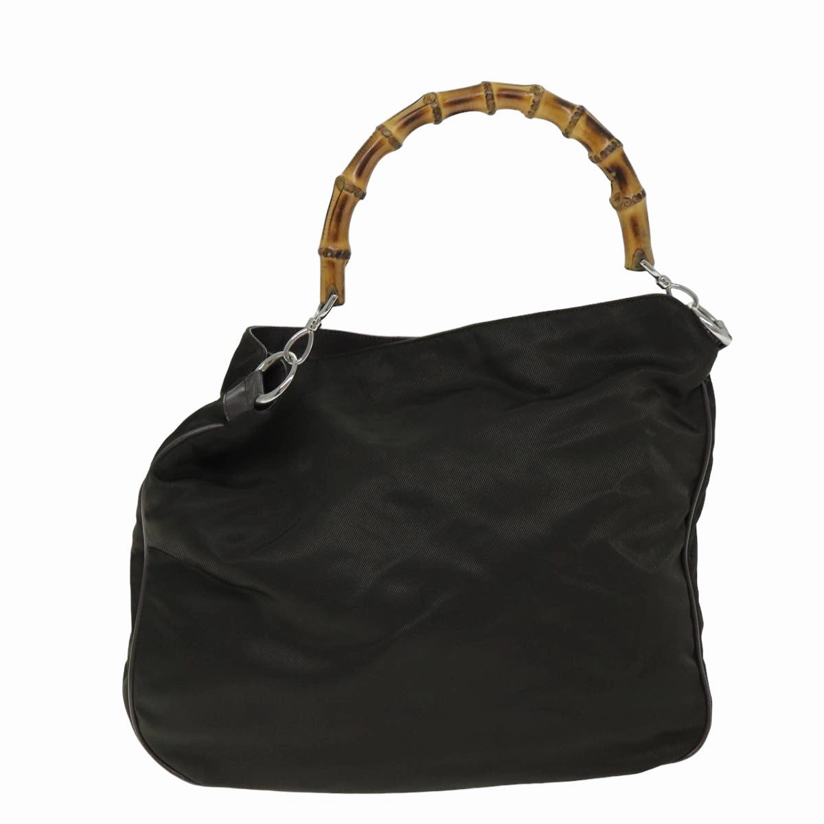 GUCCI Bamboo Shoulder Bag Nylon 2way Khaki 001 2404 1577  77677