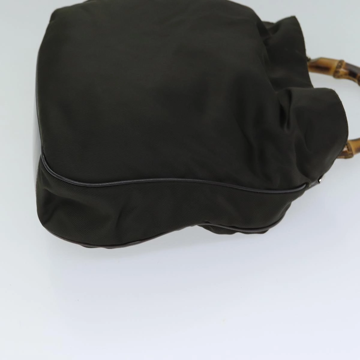 GUCCI Bamboo Shoulder Bag Nylon 2way Khaki 001 2404 1577  77677