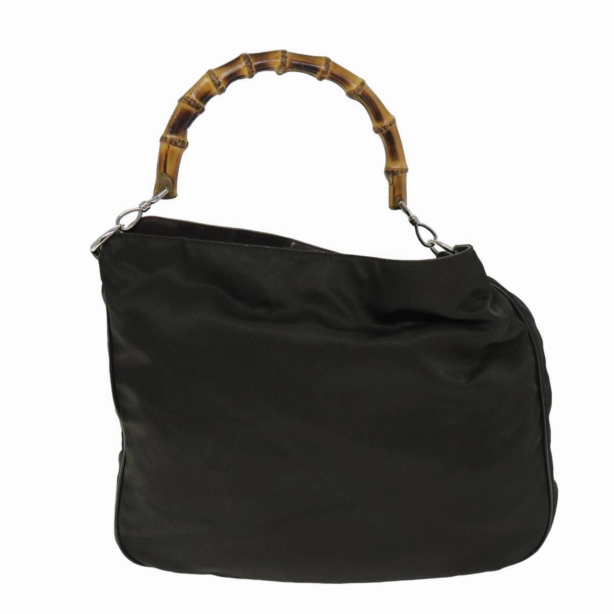 GUCCI Bamboo Shoulder Bag Nylon 2way Khaki 001 2404 1577  77677