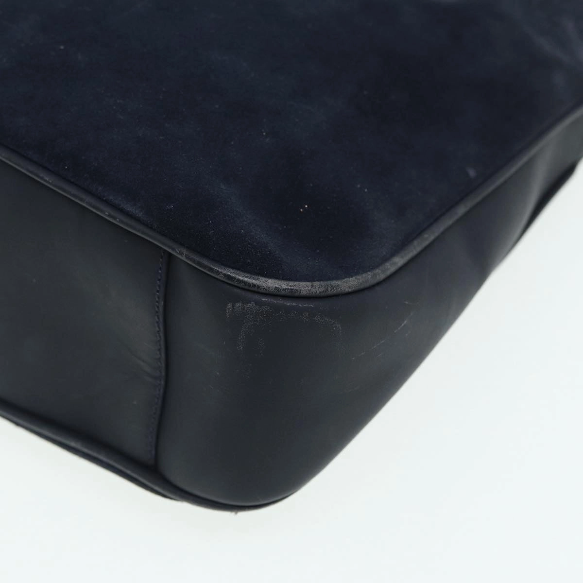 GUCCI Bamboo Shoulder Bag Suede 2way Navy 001 1014 1638 0  th5147