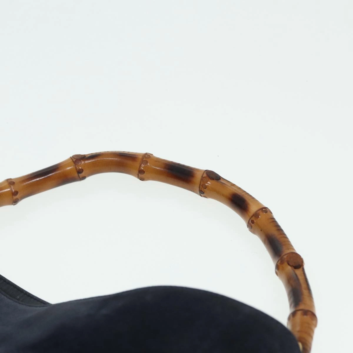 GUCCI Bamboo Shoulder Bag Suede 2way Navy 001 1014 1638 0  th5147