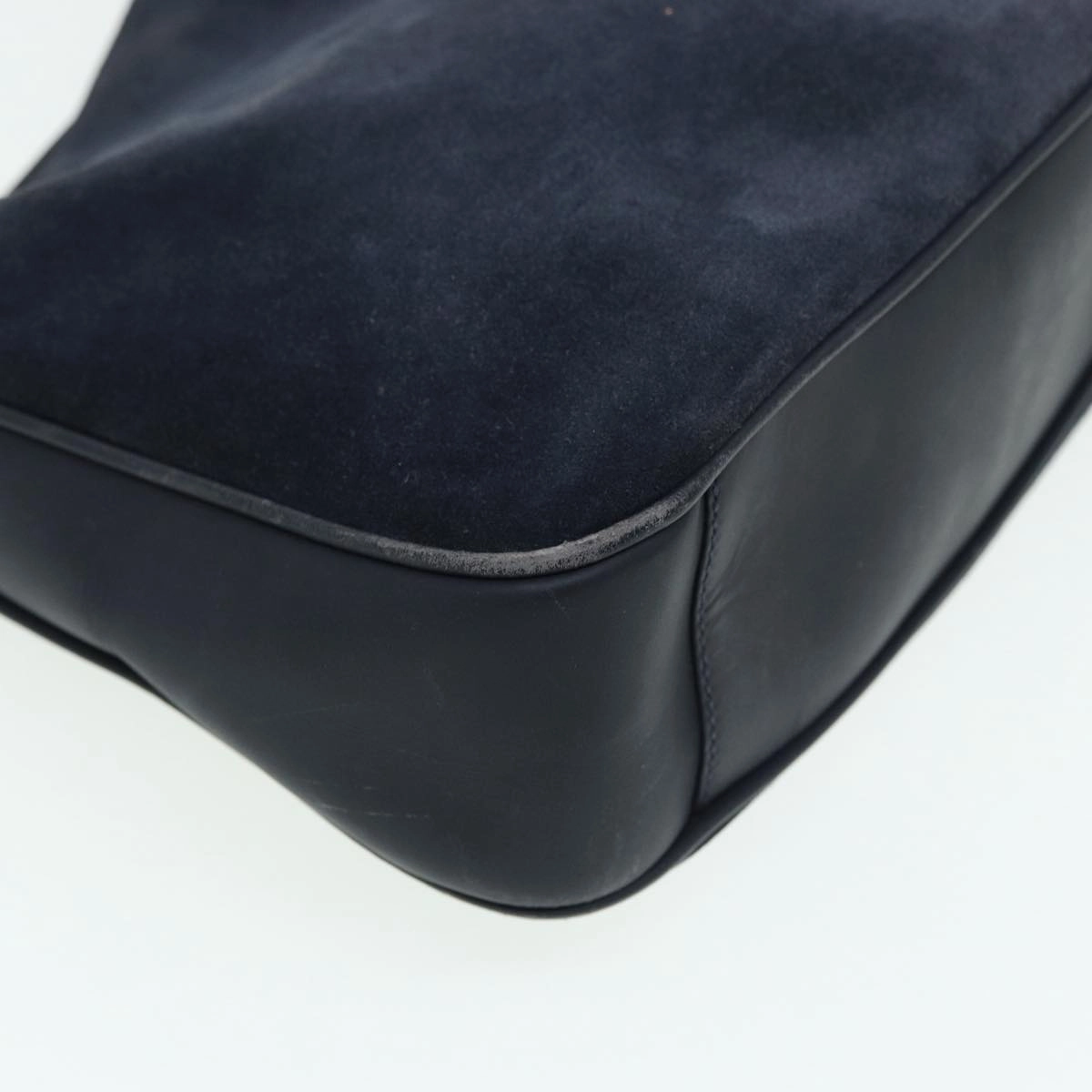 GUCCI Bamboo Shoulder Bag Suede 2way Navy 001 1014 1638 0  th5147