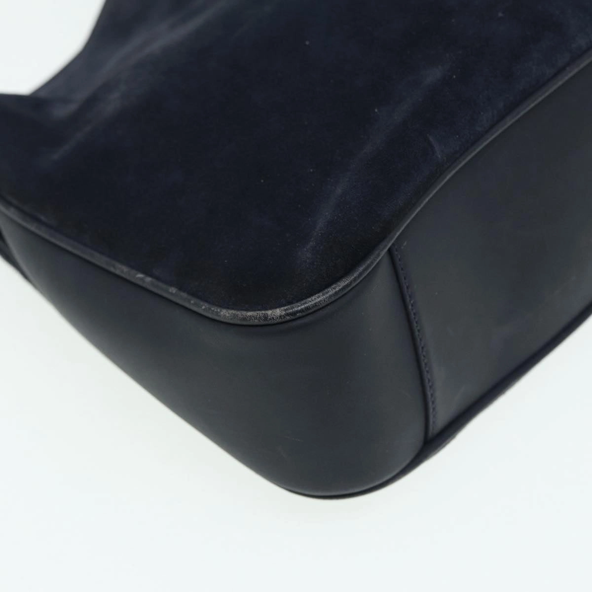 GUCCI Bamboo Shoulder Bag Suede 2way Navy 001 1014 1638 0  th5147