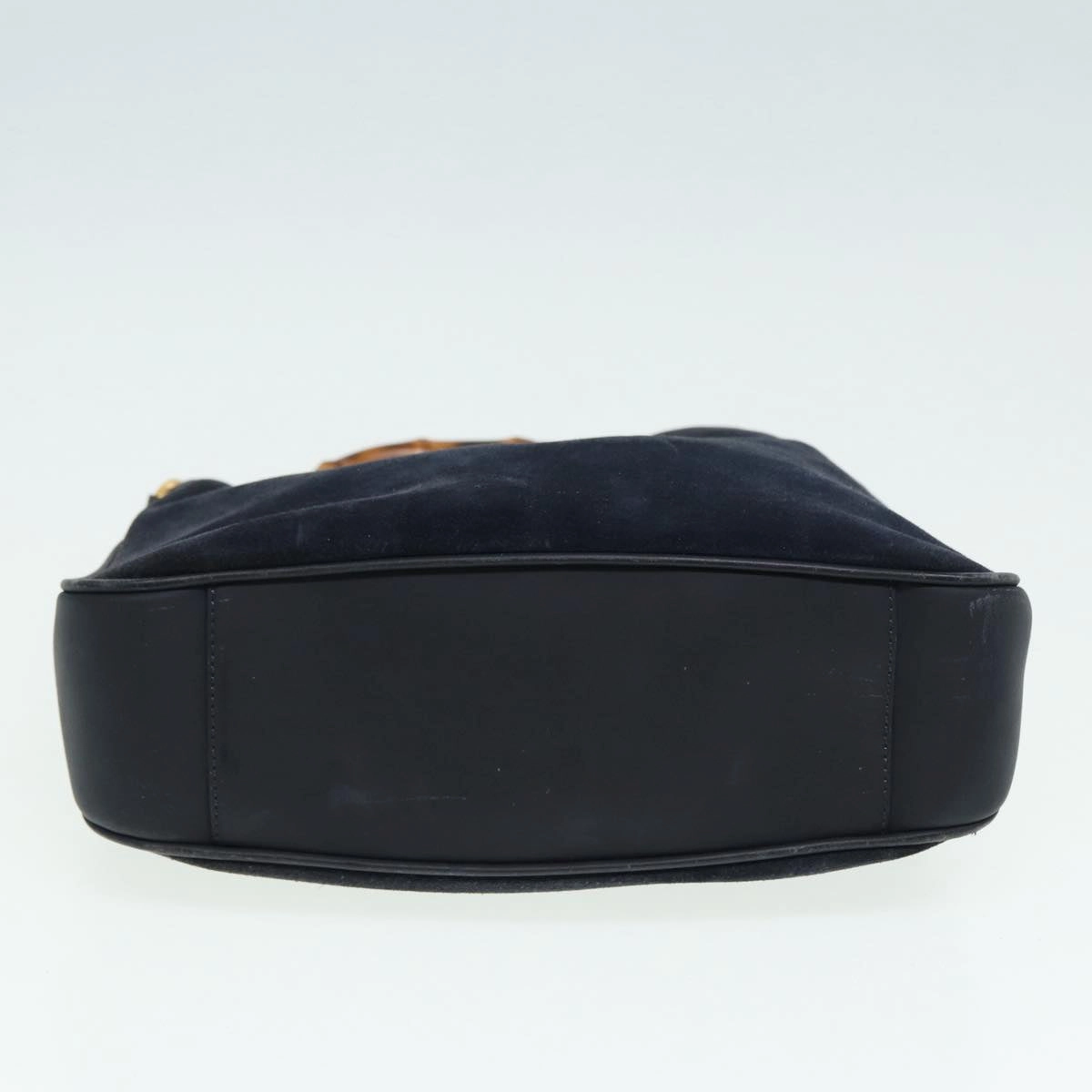 GUCCI Bamboo Shoulder Bag Suede 2way Navy 001 1014 1638 0  th5147